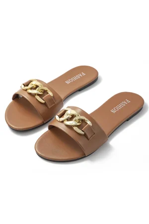 Chain Detail Slippers>MICAS Fashion