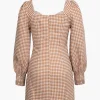 Check Print Bust Long Sleeve Mini Dress>MICAS Outlet