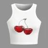 Cherry Print Crop Tank Top>MICAS Hot