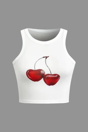 Cherry Print Crop Tank Top>MICAS Hot