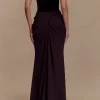 Chiffon Velvet Patchwork Ruched V-Neck Sleeveless Maxi Dress>MICAS Sale