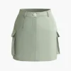 Collared Flap Pocket Drawstring Crop Top And Mini Skirt Set>MICAS Hot