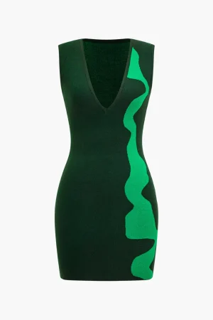 Color Block Asymmetrical Sweater Dress>MICAS New