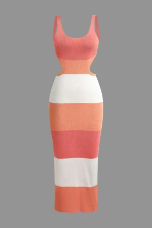 Color Block Backless Cami Knit Dress>MICAS Outlet