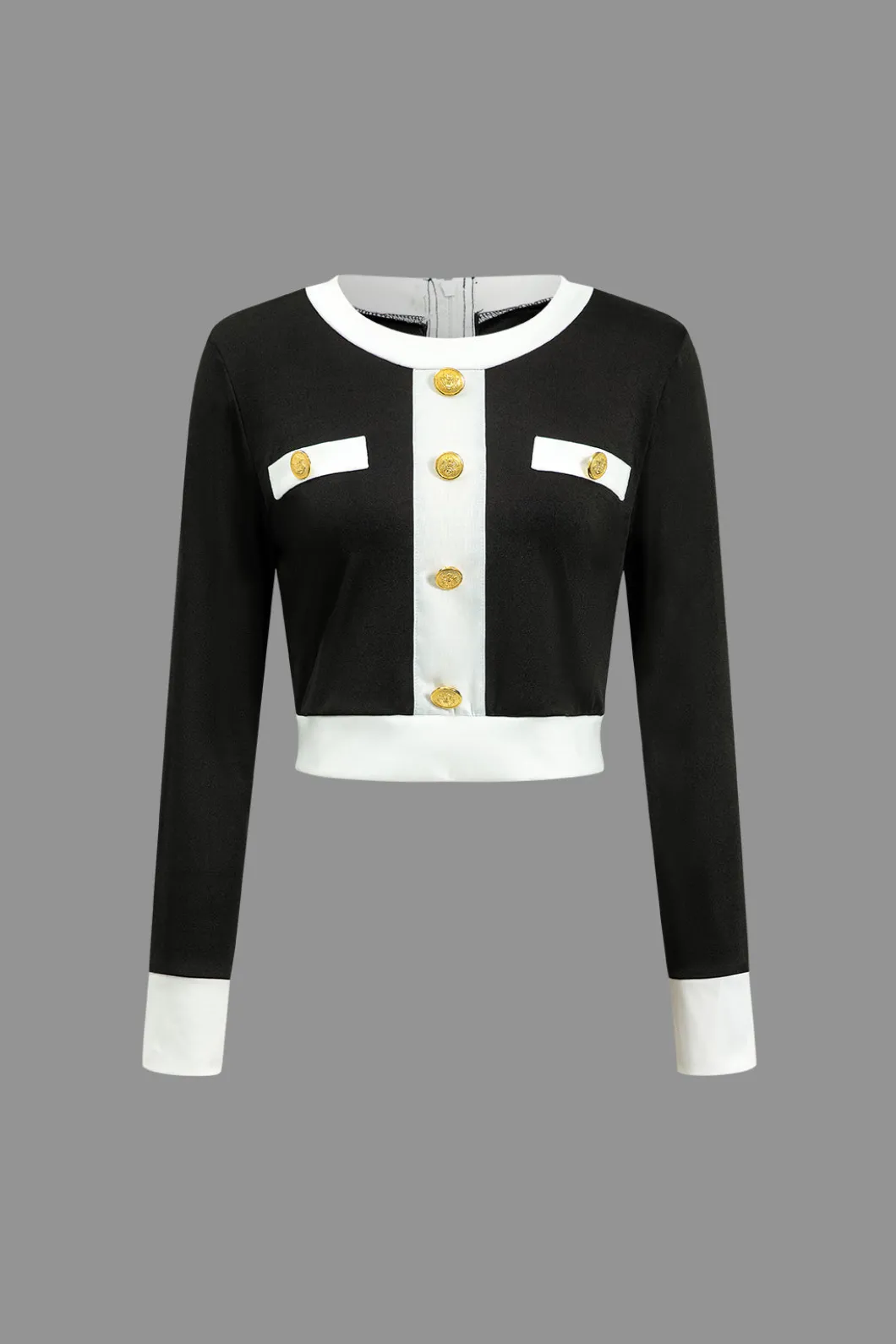 Color Block Button Pocket Skirt Set>MICAS Hot