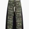 Color Block Camo Print Patchwork Trousers>MICAS Best