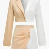 Color Block Cropped Blazer And Button Detail Skort Set>MICAS Online