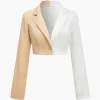 Color Block Cropped Blazer And Button Detail Skort Set>MICAS Online