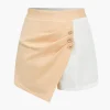 Color Block Cropped Blazer And Button Detail Skort Set>MICAS Online