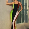 Color Block Cut Out Slip Knit Midi Dress>MICAS Discount