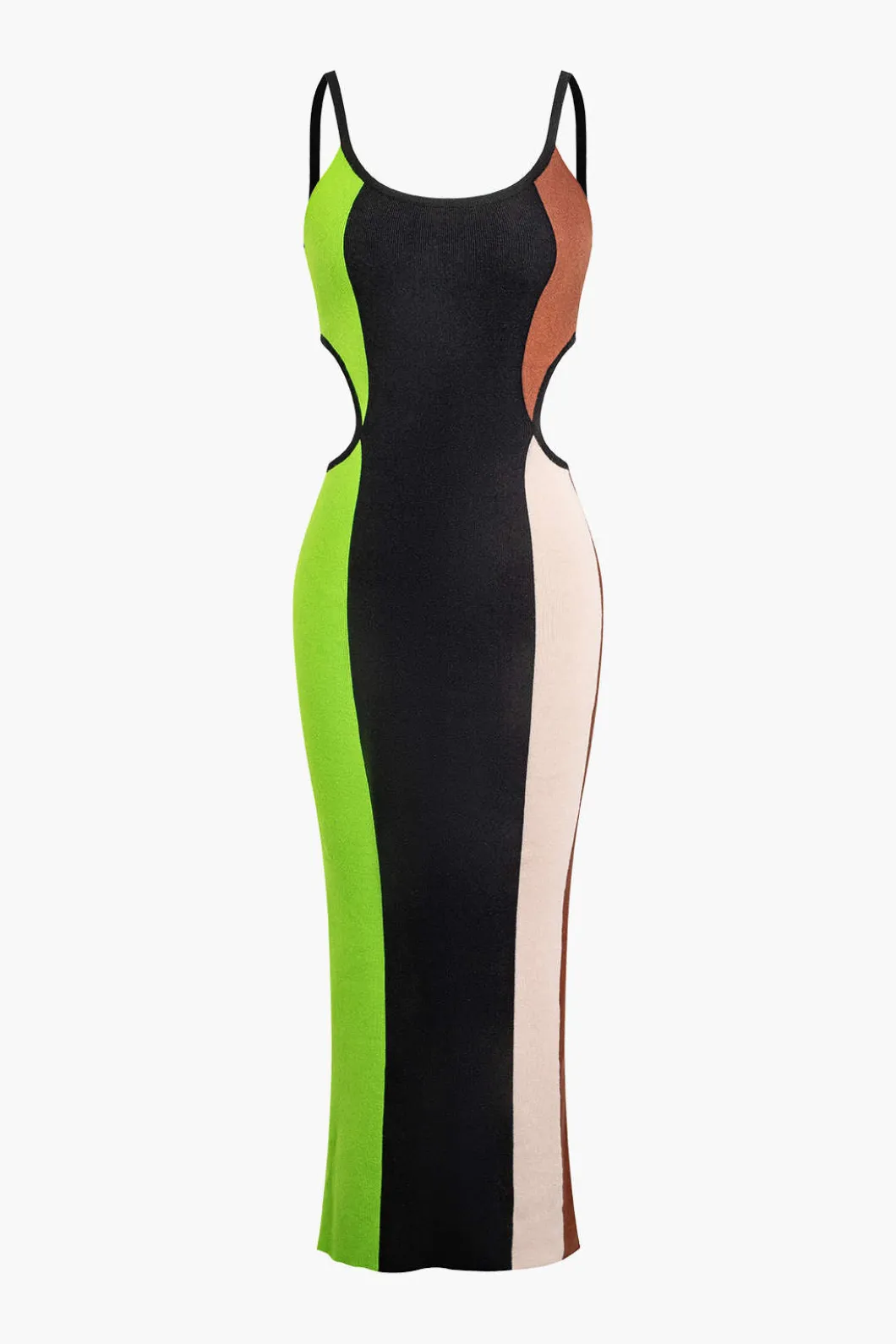 Color Block Cut Out Slip Knit Midi Dress>MICAS Discount