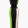Color Block Cut Out Slip Knit Midi Dress>MICAS Discount