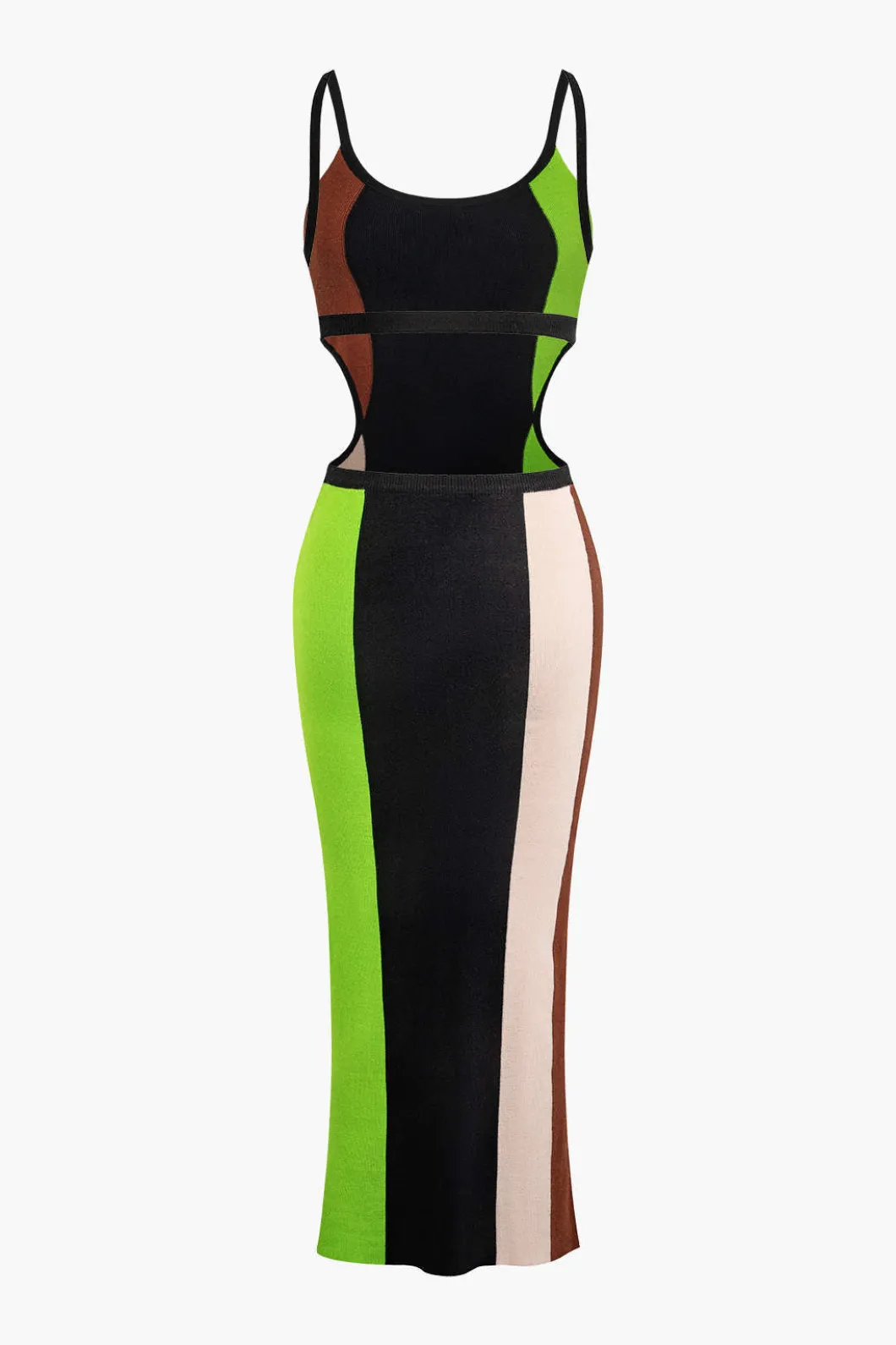 Color Block Cut Out Slip Knit Midi Dress>MICAS Discount