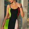 Color Block Cut Out Slip Knit Midi Dress>MICAS Discount