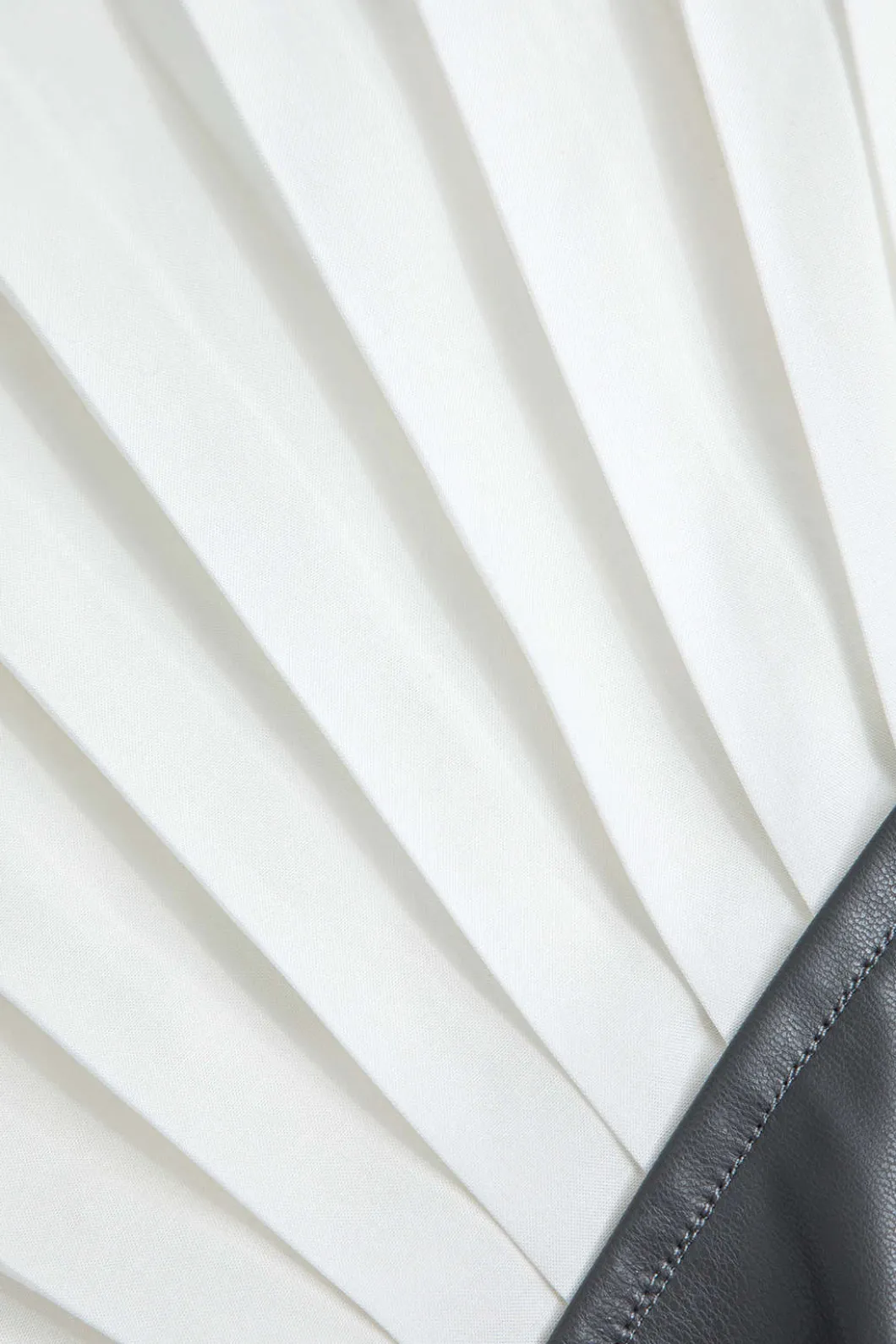 Color Block Faux Leather Pleated Asymmetrical Skirt>MICAS Best