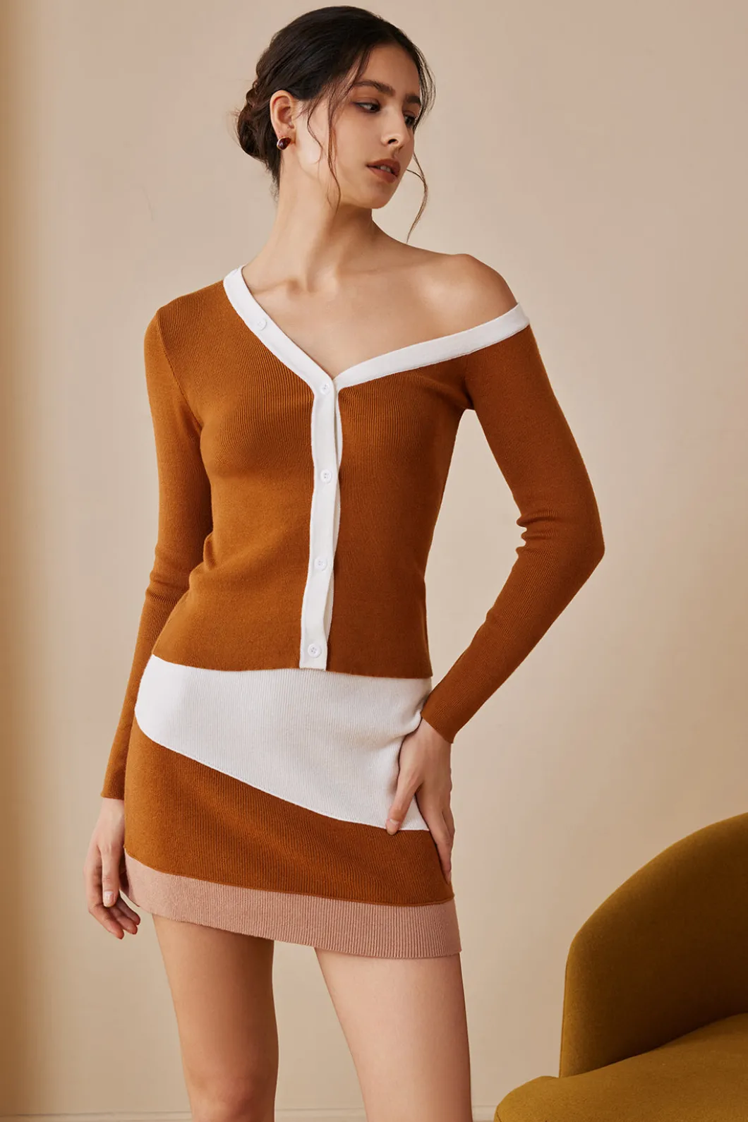 Color Block Knit Mini Skirt>MICAS Sale