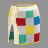 Color Block Knit Top and Split Mini Skirt Set>MICAS Hot