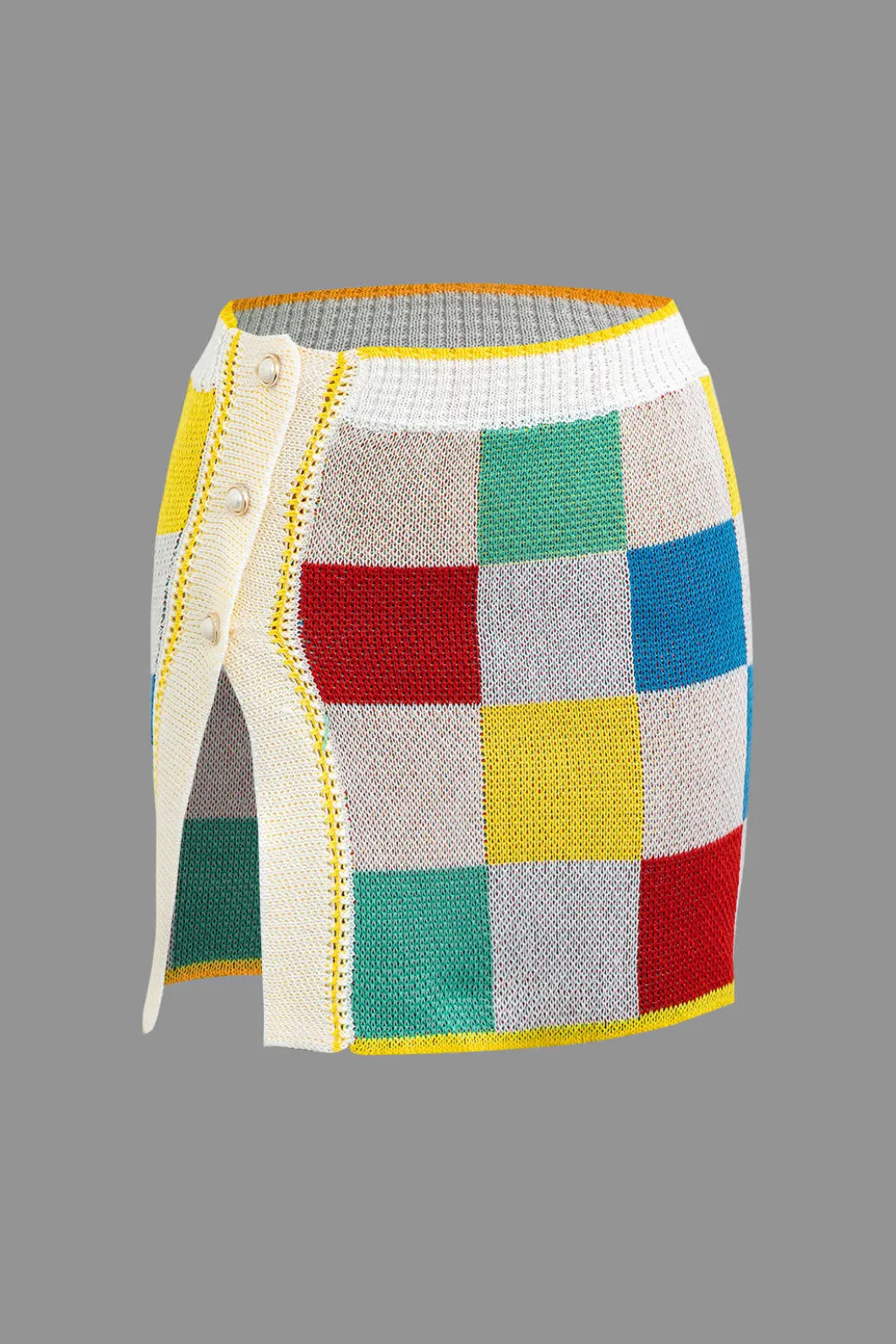 Color Block Knit Top and Split Mini Skirt Set>MICAS Hot