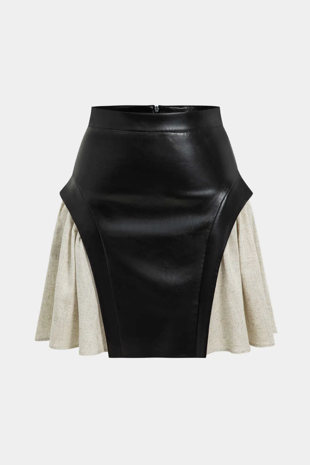 Color Block Patchwork Ruched Zipper Skirt>MICAS Fashion