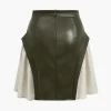 Color Block Patchwork Ruched Zipper Skirt>MICAS Fashion
