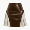 Color Block Patchwork Ruched Zipper Skirt>MICAS Fashion