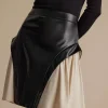 Color Block Patchwork Ruched Zipper Skirt>MICAS Fashion