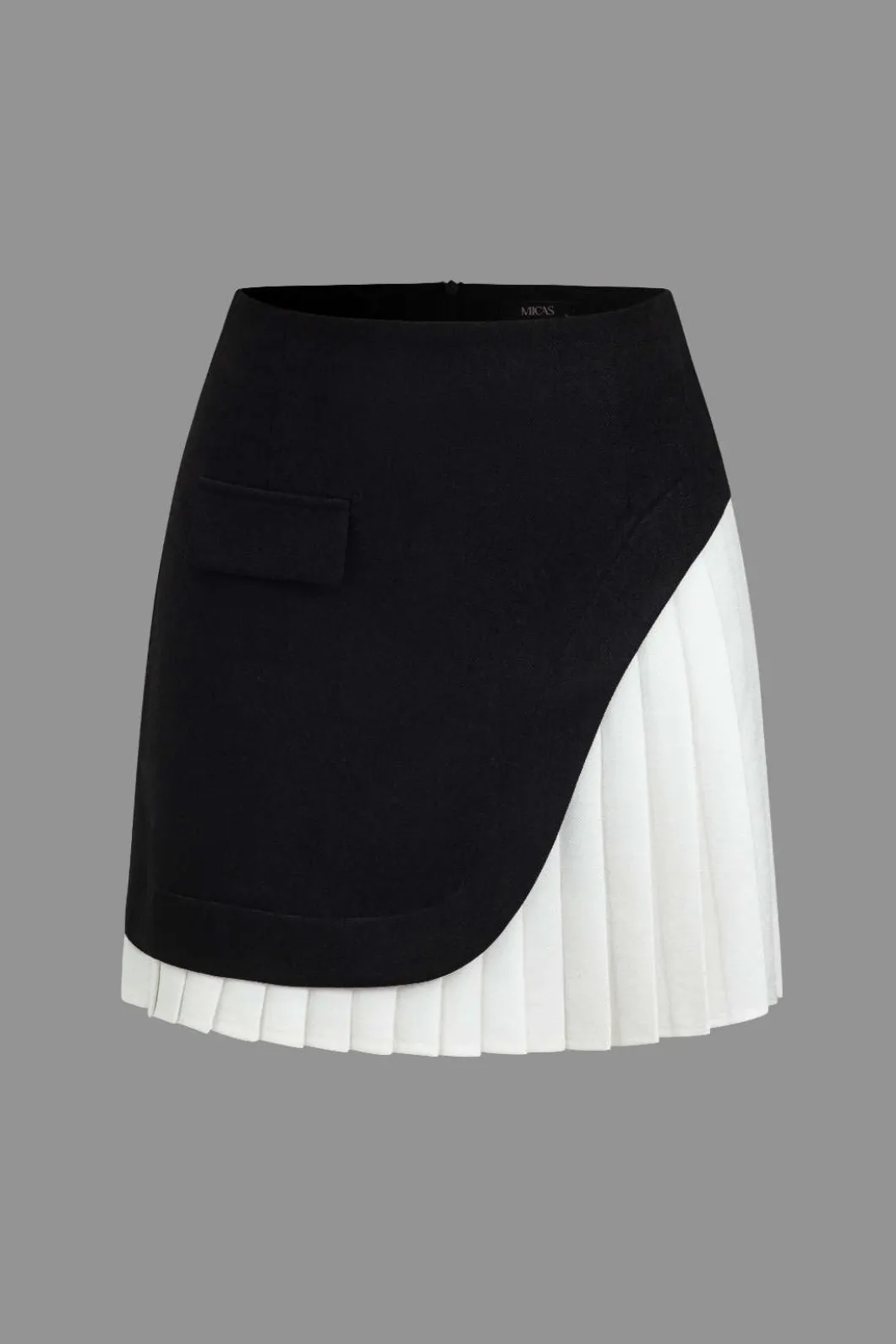 Color Block Pleated Asymmetrical Skirt>MICAS Sale