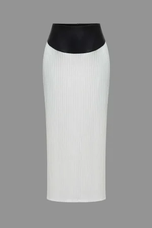 Color Block Pleated Zipper Skirt>MICAS Discount