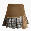 Color Block Print Denim Patchwork Mini Skirt>MICAS Fashion