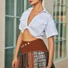 Color Block Print Denim Patchwork Mini Skirt>MICAS Fashion