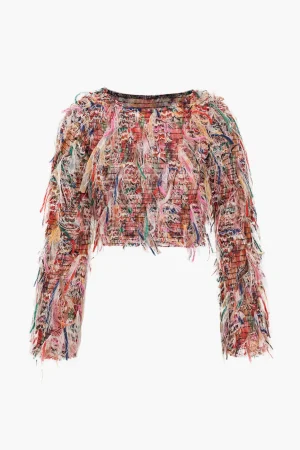 Color Block Print Fringe Long-Sleeve Shirt>MICAS Best