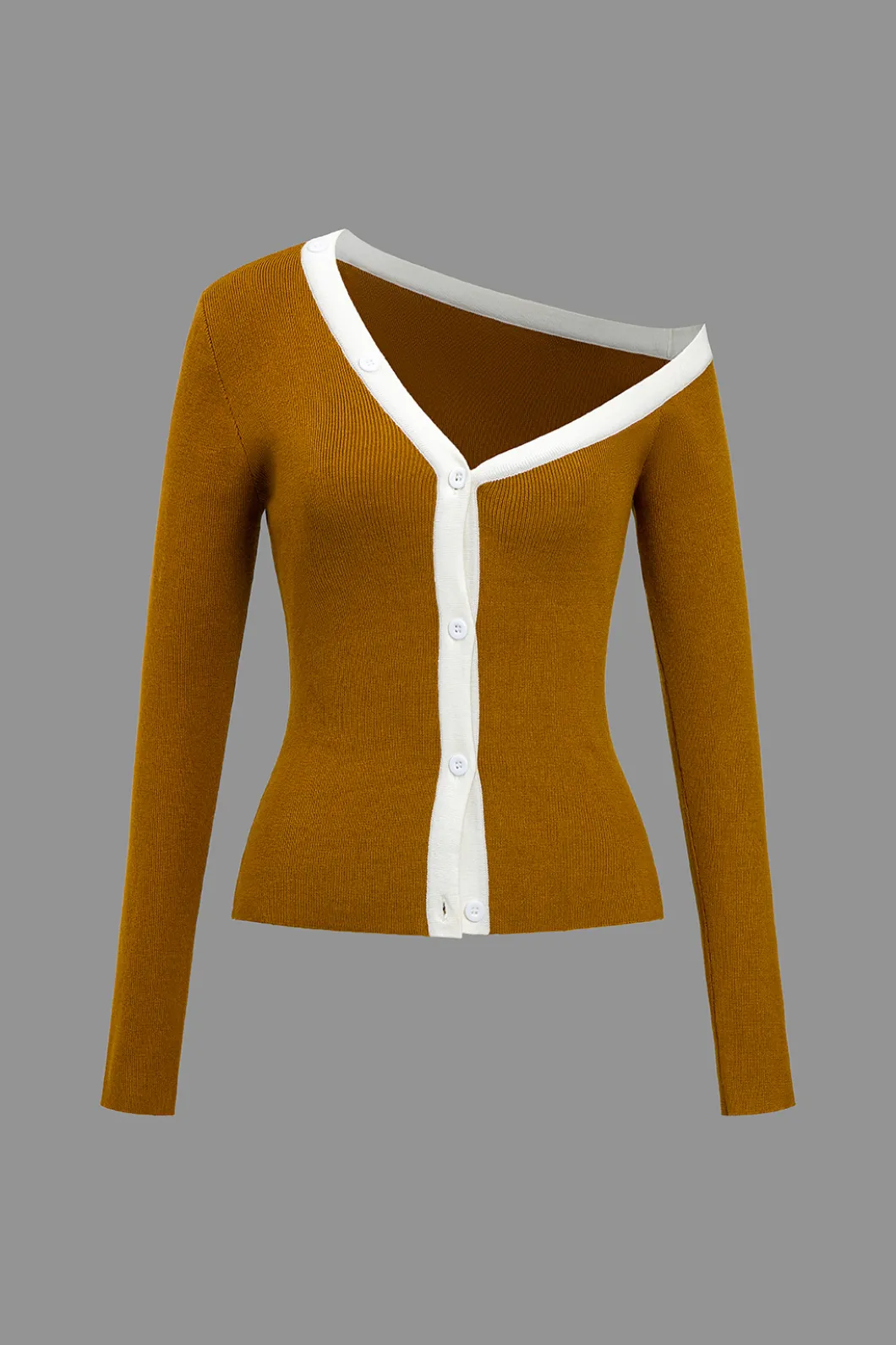 Color Block Print Knit Asymmetrical Long-Sleeve Top>MICAS Discount