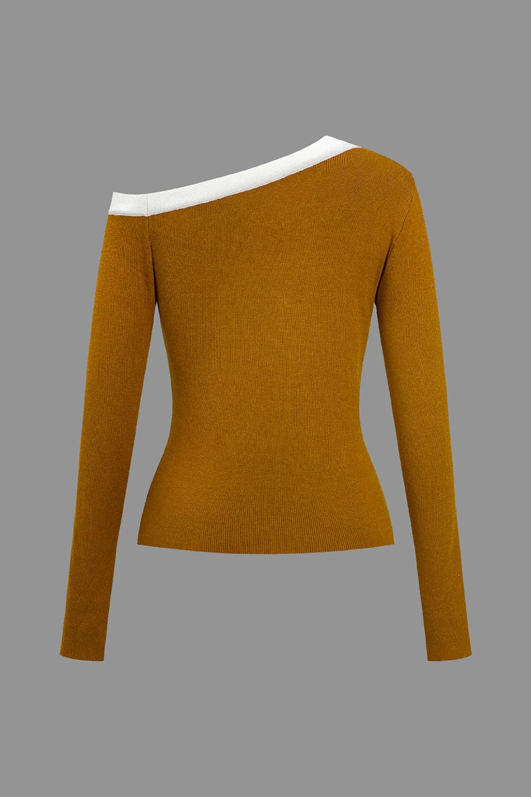 Color Block Print Knit Asymmetrical Long-Sleeve Top>MICAS Discount