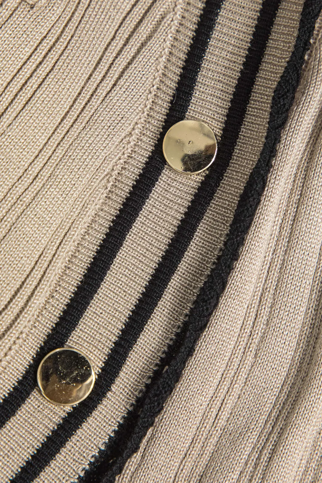 Color Block Print Knit Button Metallic Fake Pockets Dress>MICAS Best