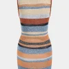 Color Block Print Knit Cut Out Sleeveless Dress>MICAS Outlet