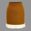 Color Block Print Knit Pleated Mini Skirt>MICAS Fashion