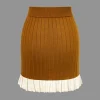 Color Block Print Knit Pleated Mini Skirt>MICAS Fashion