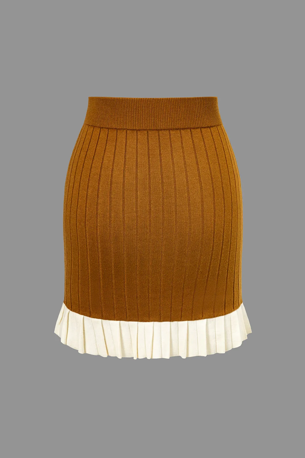 Color Block Print Knit Pleated Mini Skirt>MICAS Fashion