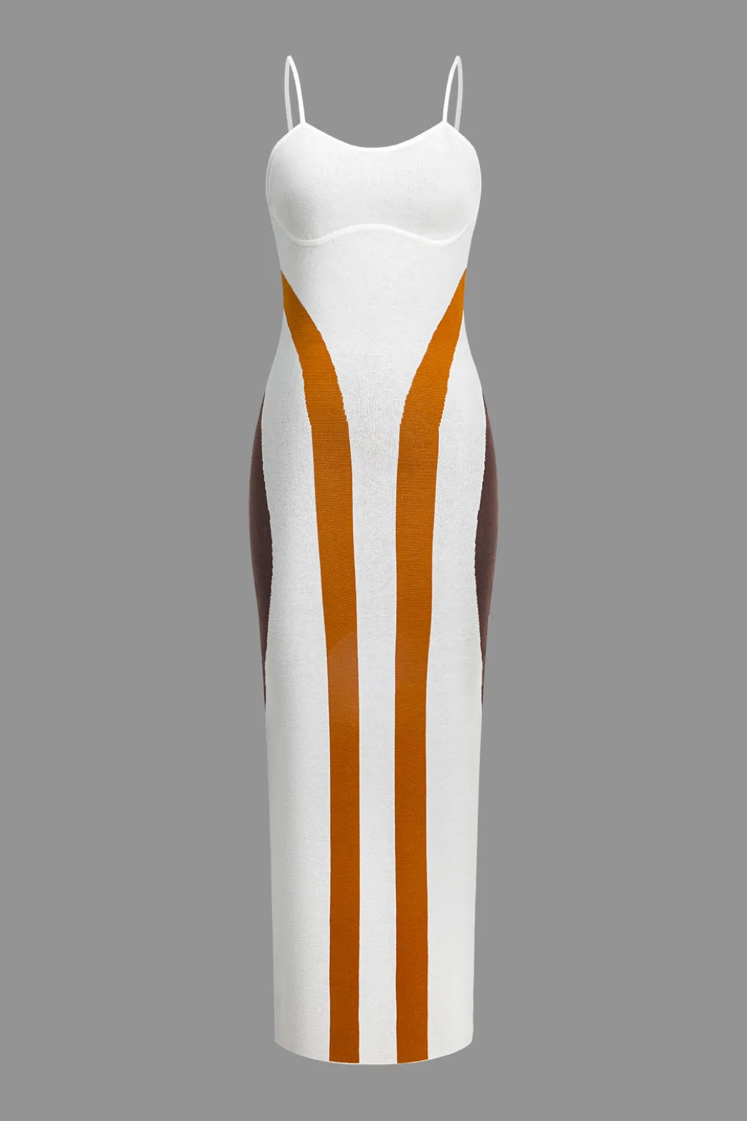 Color Block Print Knit Slip Maxi Dress>MICAS Fashion