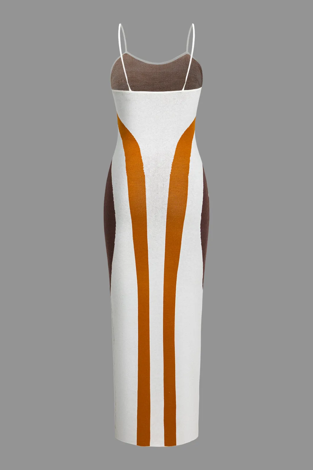 Color Block Print Knit Slip Maxi Dress>MICAS Fashion