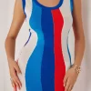 Color Block Print Knit Tank Maxi Dress>MICAS Fashion