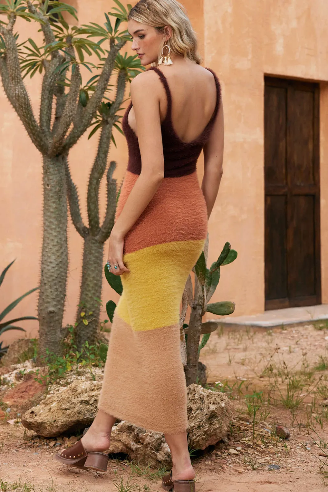 Color Block Print Sweater Cut Out Sweater Dress>MICAS Sale