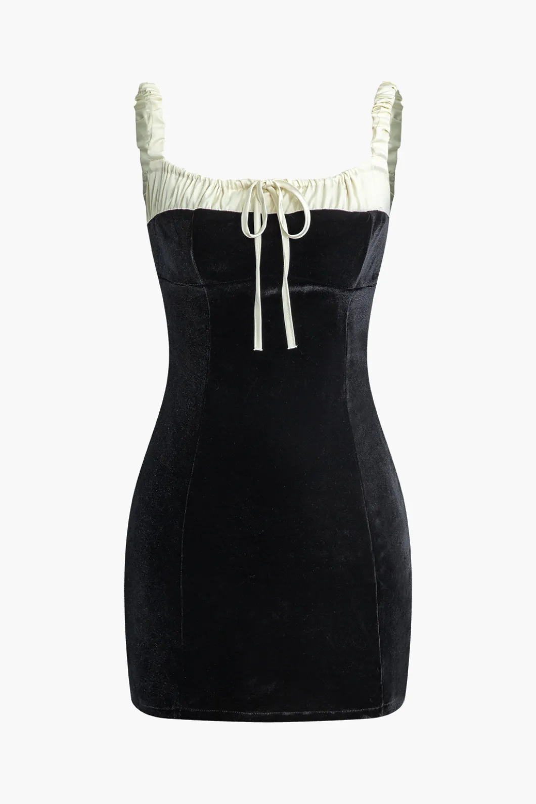 Color Block Ruched Drawstring Mini Dress>MICAS New