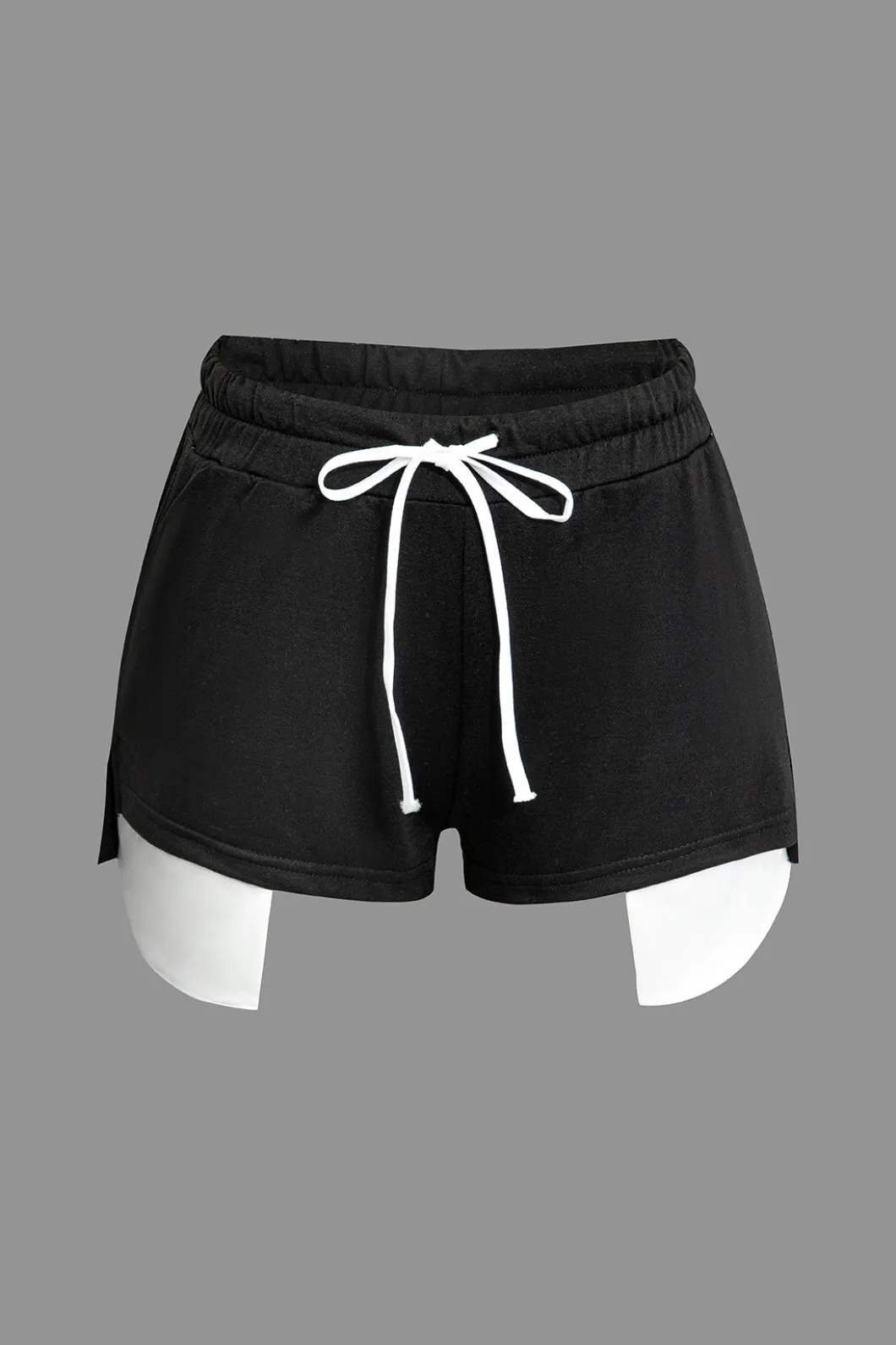 Color Block Side Slit Waist Short Set>MICAS Fashion