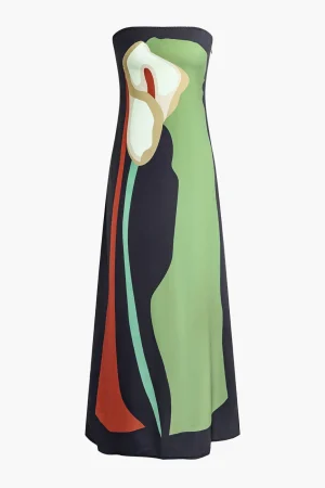 Color Block Strapless Slit Maxi Dress>MICAS Clearance