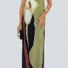 Color Block Strapless Slit Maxi Dress>MICAS Clearance