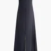 Color Block Strapless Slit Maxi Dress>MICAS Clearance