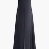 Color Block Strapless Slit Maxi Dress>MICAS Clearance