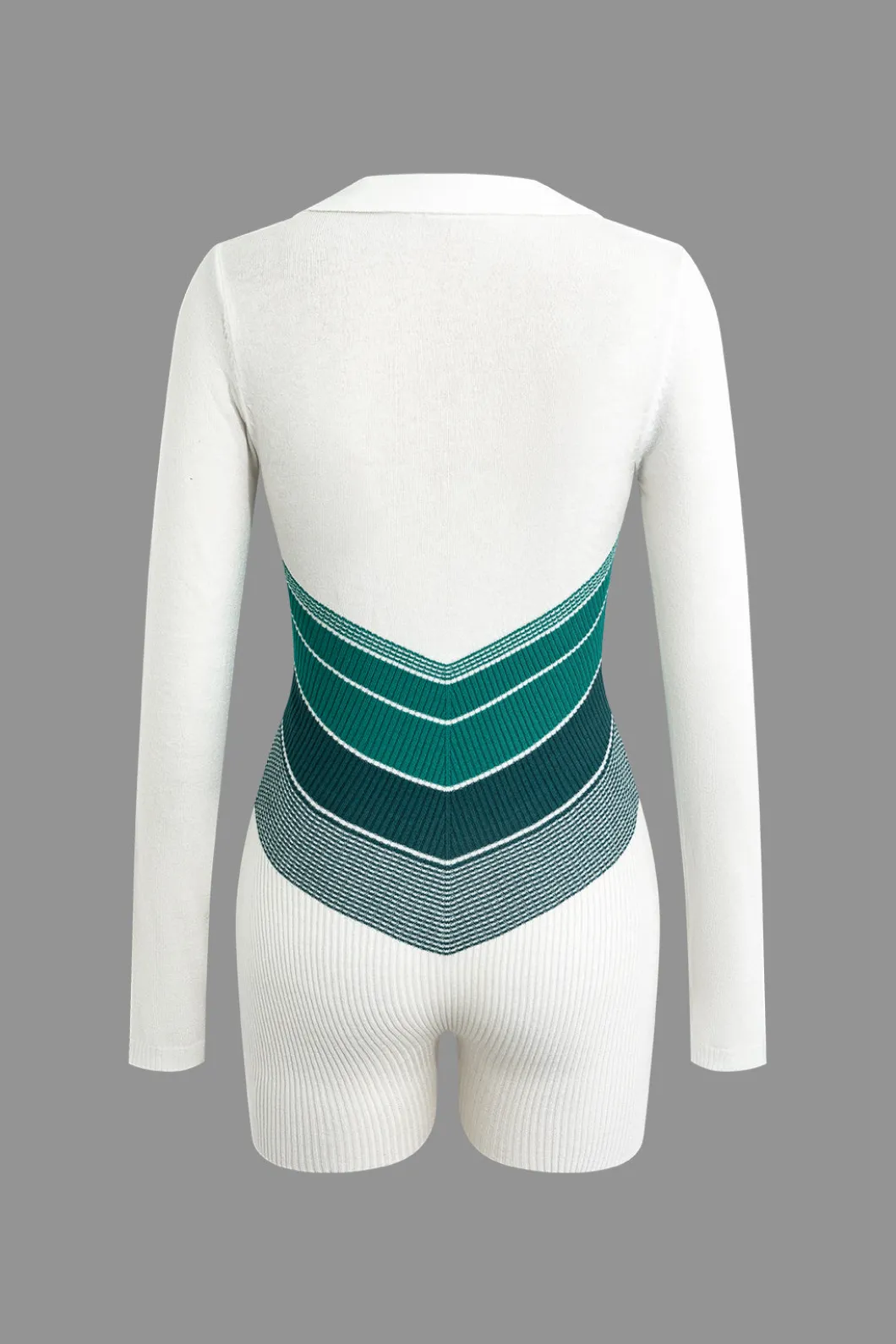 Color Block Zipper Long Sleeve Romper>MICAS Sale