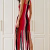 Colorblock Fringe Hem Sleeveless Knit Dress>MICAS Fashion